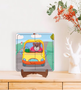 BK Toys Çocuklar İçin 2 si 1 arada Eğitici-Öğretici Ahşap 4 Parça Yapboz Puzzle Çerçeve Model 14