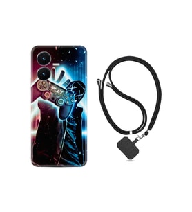 Vivo Y22s Kılıf Ipli Boyun Askılı Desenli Silikon Play Me 1757