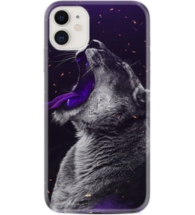Apple iPhone 11 12 13 Mini Kılıf Desemli Silikon Purple Leopar 1750
