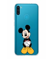 Samsung Galaxy M11 Kapak Mickey Mouse Tasarımlı Şeffaf Silikon Kılıf
