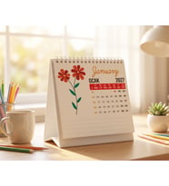 2027 ÇİÇEK MASA TAKVİMİ 14X14 CM EBAT-SERT TAŞIYICILI