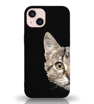 Apple iPhone 13 Mini Uyumlu Lansman Kılıf Catface Tasarımlı Altı Kapalı İçi Kadife Kaplı  Kapak (Şeffaf)