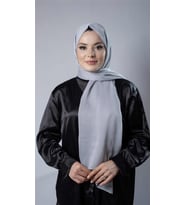 Gri Düz Klasik Şal Şifon Kumaş Janjan Abiye 202108_15