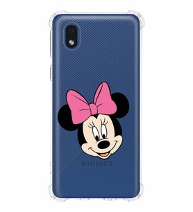 Samsung Galaxy A01 Core  Köşe Korumalı Antişok Kapak Minnie Mouse Tasarımlı Şeffaf  Kılıf