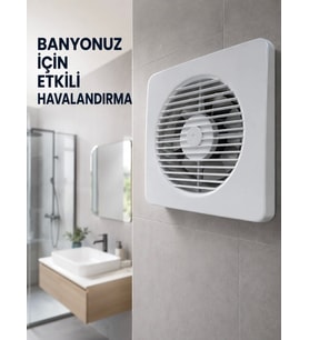 20 W Havalandırma Fanı 150 mm Bağlantı Çapı 20,8 x 20,8 cm Dekoratif Aspiratör