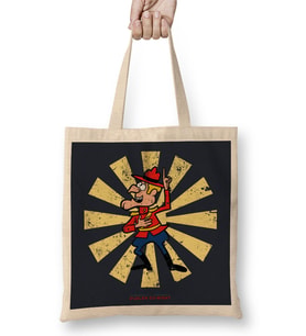 Dudley Do Right Retro Japanese Bez Çanta Uzun Saplı