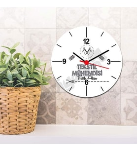 Tekstil Mühendisi Siyah Tasarım Duvar Saati