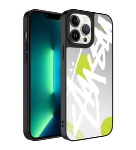 Apple iPhone 13 Pro Kılıf Aynalı Desenli Kamera Korumalı Parlak Zore Mirror Kılıf Yazı