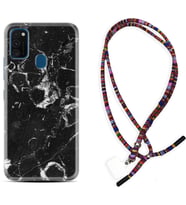 Samsung M21 M22 M23 M30 M31S M32 Kılıf Boyun Asklı Rasta Silikon Black Hole Marble 1387