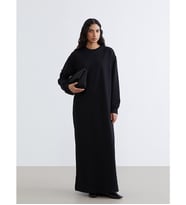 LCW Modest Siyah Bisiklet Yaka Sweat Elbise