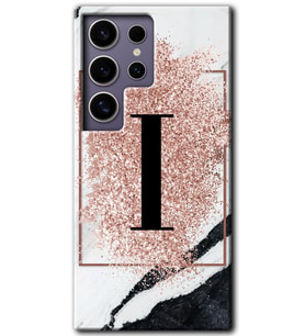 Galaxy S24 Ultra Kılıf HD Desen Baskılı Kılıf - Pembe Mermer Desenli I Harfi
