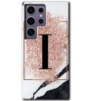 Galaxy S24 Ultra Kılıf HD Desen Baskılı Kılıf - Pembe Mermer Desenli I Harfi