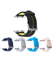 Ally Apple Watch 7-8 41mm 6-5-4 40mm Grid Çift Renk Soft Silikon Kayış 3-2-1 38mm (Siyah)
