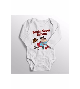 Benim Süper Babam Baskılı Bebek Body
