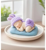 2 Adet Gerçekçi Ayrıntılara Sahip Mini Yenidoğan Bebek Mum Anneler Günü Hediyesi Annelere Özel (Y. Mor)