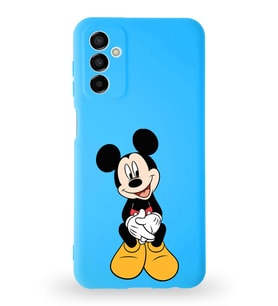 Samsung Galaxy M23 Uyumlu Lansman Kılıf Altı Kapalı İçi Kadife  Mickey Mouse-A Tasarımlı  Kapak (Şeffaf)