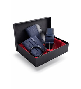 Premium Şık Tasarım Lüks Özel Seri Dikey Ekose Desenli Cüzdan Kemer Bileklik ve Kartlık Hediye Seti