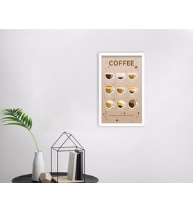 BK Home Coffee Tasarımlı Dekoratif Ahşap Beyaz Çerçeveli Tablo-13