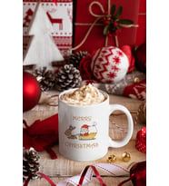Geyik Noel Baba Kupa Bardak (Beyaz)