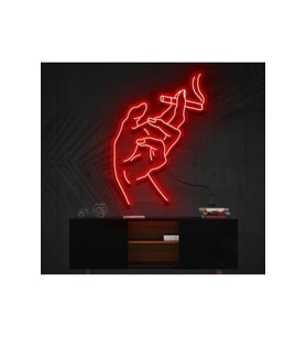 El ve Sigara Figürlü Dekoratif Neon Tabela