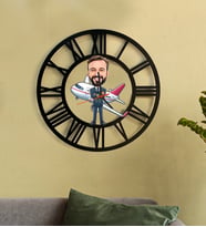 Kişiye Özel Pilot Karikatür 3D Ahşap Mdf Duvar Saati 226