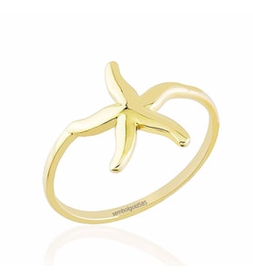Deniz Yıldızı Altın Yüzük Sarı 14K Gold (Çok Renkli)