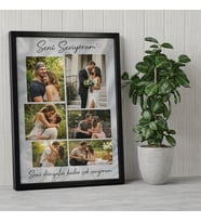 Kişiye Özel 5 Fotoğraf Tasarımlı ve Mesajlı Siyah 21x30 Çerçeve