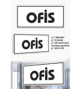 Ofis Yazılı Beyaz MDF Kapı Levhası