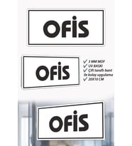 Ofis Yazılı Beyaz MDF Kapı Levhası