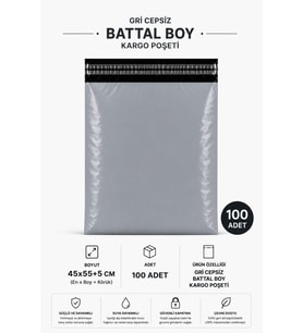 Northcity Gri Cepsiz Battal Boy Kargo Poşeti 45x55+5 Cm 100 Adet – Güvenli ve Dayanıklı Kargo Ambalajı