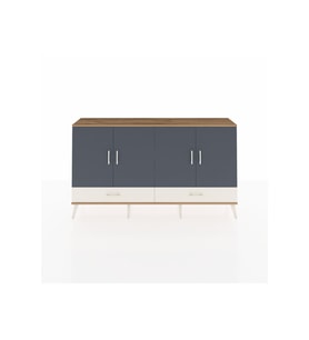 Arges Konsol 6 Raflı 2 Çekmeceli 4 Kapaklı 176x30x99 Çam-Antrasit/Aytaşı