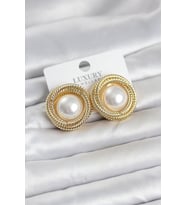 Pirinç Gold Renk Sarmal Model İncili Kadın Küpe 5886 - HPSBYI2131-9777