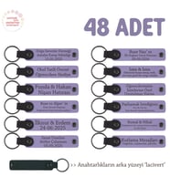 Okul Tanıtımı İçin 48'li Set, Üzerinde Okul Bilgisi Yazılı Promosyonel Anahtarlık, Mor & Lacivert (Lila - Mor)