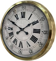 River World Duvar Saati Metal Roma Rakamlı Dekoratif Rengi Gold 60 cm