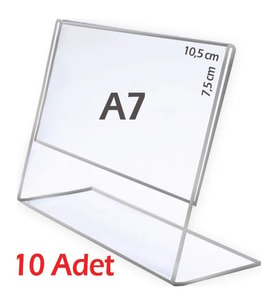 A7 L-Tipi Yatay Şeffaf Föylük Menü Fiyatlık Broşür Etiket Fotoğraflık Albüm Stand Sehpa (10 Adet)