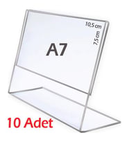 A7 L-Tipi Yatay Şeffaf Föylük Menü Fiyatlık Broşür Etiket Fotoğraflık Albüm Stand Sehpa (10 Adet)