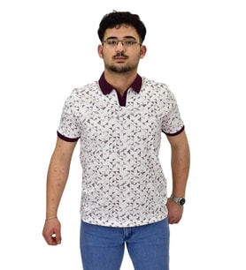 Erkek Polo Yaka Baskılı Pike Tişört 10600 BGL-ST04539 (Mürdüm)