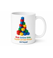Lego Sever Blok Üstüne Blok Kendi Dünyasını İnşa Eden Kupa Bardak Hediye