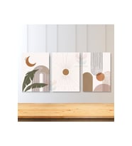 3'lü Set Kanvas Tablo Minimalist Boho Modern Line Art Ay Güneş Duvar Tablosu Kanvas Tablo