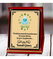 Çevre Mühendisi Baskılı Plaket (1. Tasarım)  Kişiye Özel (Kırmızı)