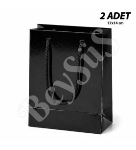 17x14 cm Parlak Kağıt Çanta Siyah 2 Adet