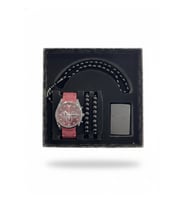 Silikon Premium Özel Serisi Kutulu Çakmak Bileklik Tesbih Ve Metal Kordon Erkek Kol Saat Seti (Bordo)