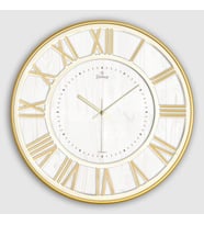 Galaxy Premium Serisi Modern Tasarımlı Roma Rakamlı 40 cm Duvar Saati Gold-Beyaz