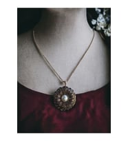 Black Diamond Swarovski Taşlı İnci Çiçek Kolye