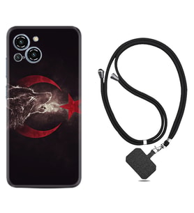 Reeder S23 Max Pro Kılıf Resimli Boyun Askılı İpli Desenli Silikon Kurt ve Ay Yıldız 1403