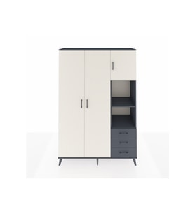 Hyperion Dolap 5 Raflı 3 Çekmeceli Tek Askılı 132x44x195 Antrasit-Aytaşı/Antrasit
