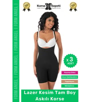 #Korse 2 Beden Küçülten Sıkılaştırıcı Kaymaz Kadın Lazer Kesim Tam Boy Askılı Korse - 3 Adet