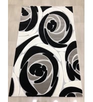 Kaşmir Halı Jade 146X233 Je 0018-03 Siyah Beyaz 4 M2 Halı !