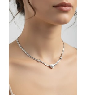 Çelik Silver Kalp Kolye - 25-clkk186