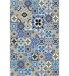 Eliana Home Baskılı, Yıkanabilir Kaymaz Taban Salon Halısı LNA1878-SD166 100x150 cm (Mavi)